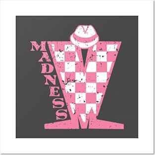 Madness Vintage Checkerboard Pink & White Posters and Art